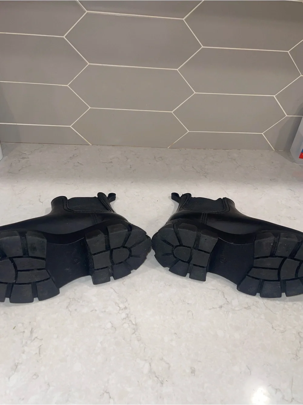 Jeffrey Campbell Black Lug-Sole Chelsea Booties